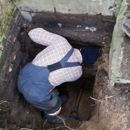 Excavation and investigation of existing fundaments (Riga, Latvia).