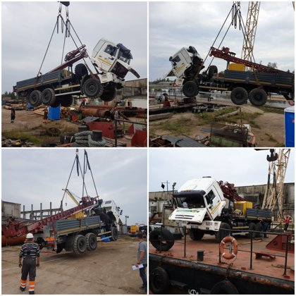 Urbšanas tehnikas mobilizācija uz objektu Daugavas upē