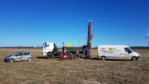 "Ģeo Eksperts" equipment during field works for designed Wind park in Ventspils (Latvia)