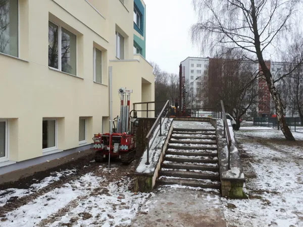 Geotechnical investigations next to the school building (Riga, Latvia).