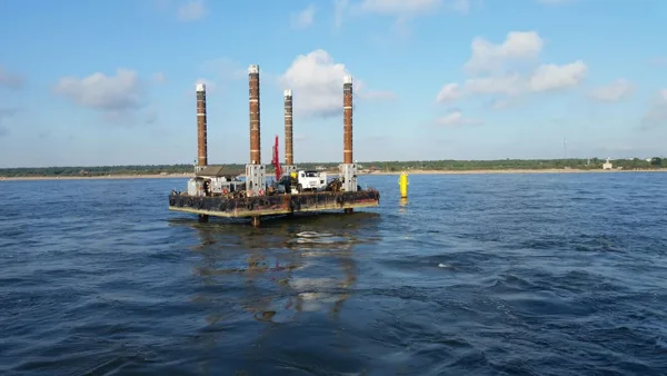 Drilling from self-elevating platform in Klaipeda port area (Lithuania)